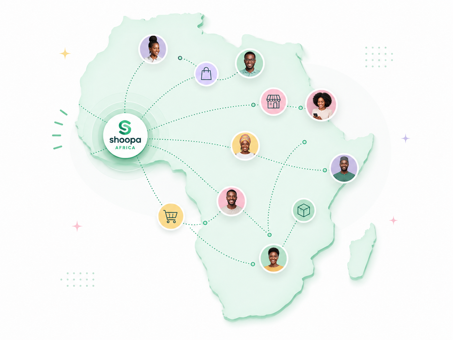 Map of Africa highlighting connected commerce and AI-powered business infrastructure